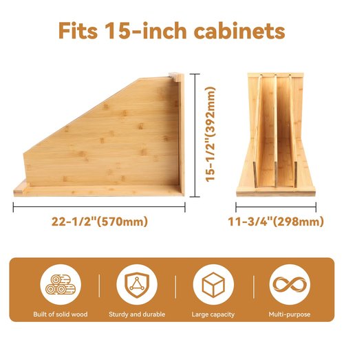 Upgraded Tray Dividers for Cabinets,15in Hx22in Dx12in W, Kitchen Cabinet Tray Divider for Pans, Lids, Pot And Pan, Cookie Sheet. with 3 Dividers,Keeping The Kitchen Organized（1）