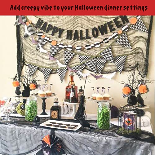 Black Halloween Creepy Cloth Decor - 6-Pack 72x30 Inch Spooky Gauze Fabric