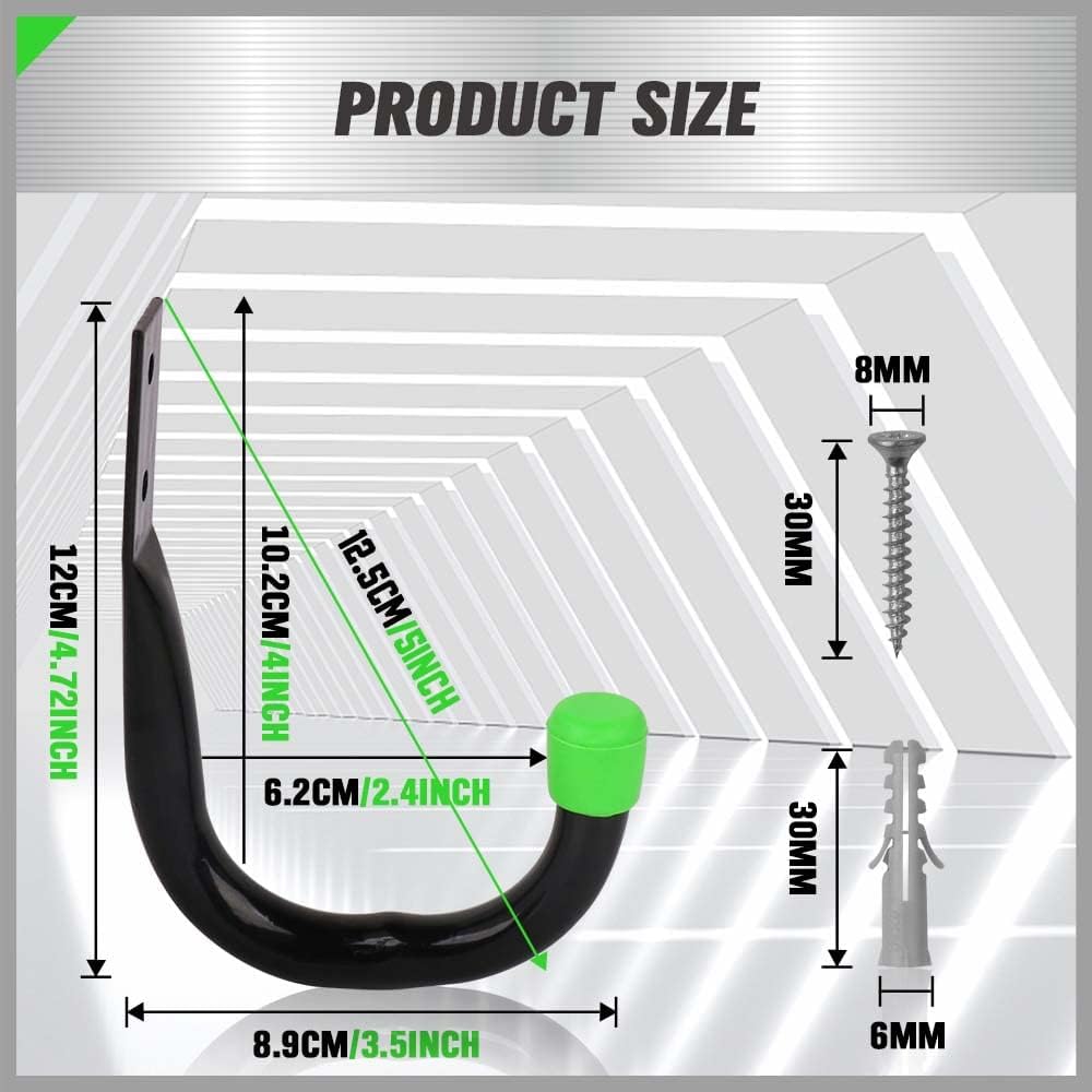 SWANLAKE Heavy Duty Garage Storage Hooks - Durable Wall Organizers | Black (12 Pack)