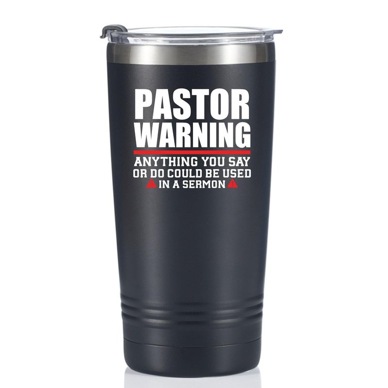 Onebttl Pastor Appreciation Gifts for Men, Thank You Gifts, 20oz Stainless Steel Tumbler for Thanksgiving, Christmas, Birthday, Pastor Warning