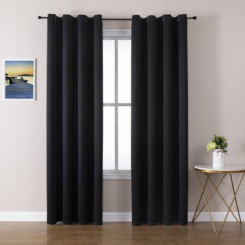 ChrisDowa Blackout Curtains - Thermal Insulated Room Darkening Panels for Bedroom & Living Room (Black, 52"W x 95"L)