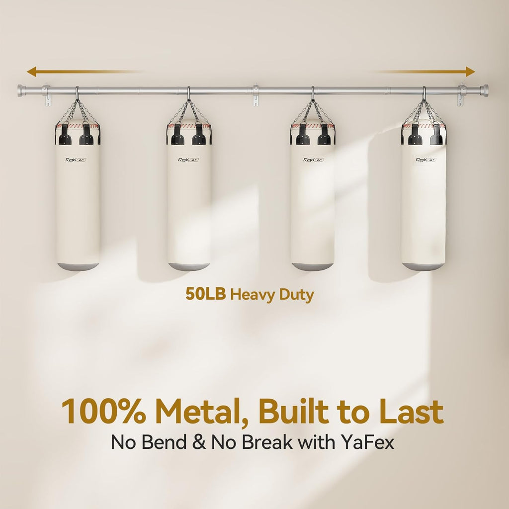 YaFex Curtain Rods - Heavy Duty 1 Inch Adjustable Window Treatment Rods | 32-118 Inch, Silver Finish