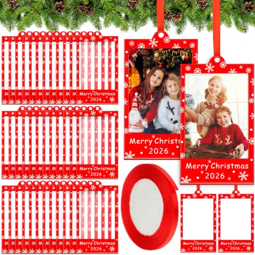 Vercraft 36 Pcs Christmas Photo Frame Ornaments with Red Ribbon - Style 1