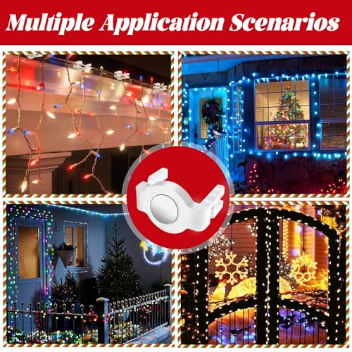 UQM 50 Pack Magnetic Christmas Light Clips - Round Clear, Strong Magnet for C7 C9 Sockets