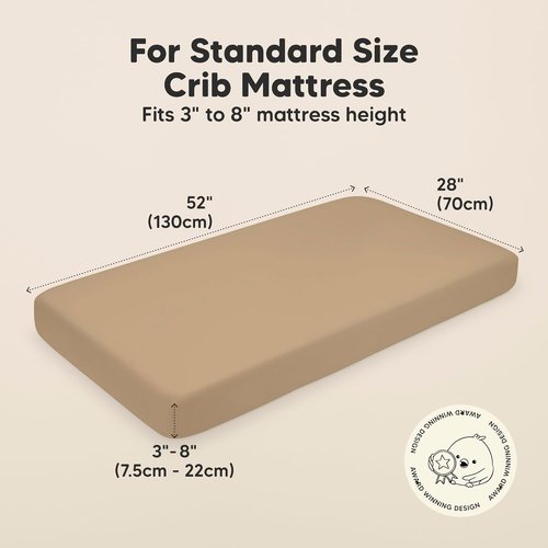 KeaBabies Organic Crib Sheets - 2-Pack Fitted Mattress Covers in Soft Pecan Jersey Cotton for Boys & Girls