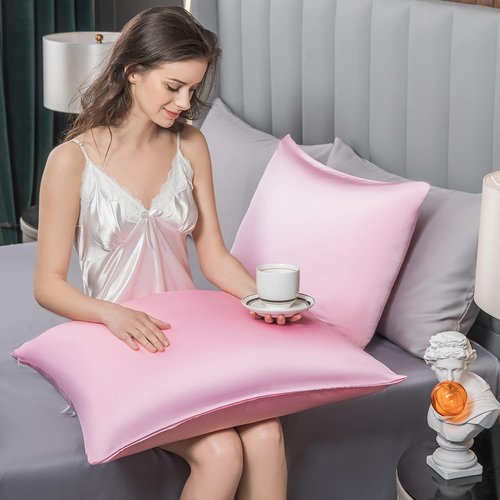 Mulberry Silk Pillowcase - Toddler Size Kids Silk Pillow Cover | Soft, Breathable, Allergen-Proof - Pink