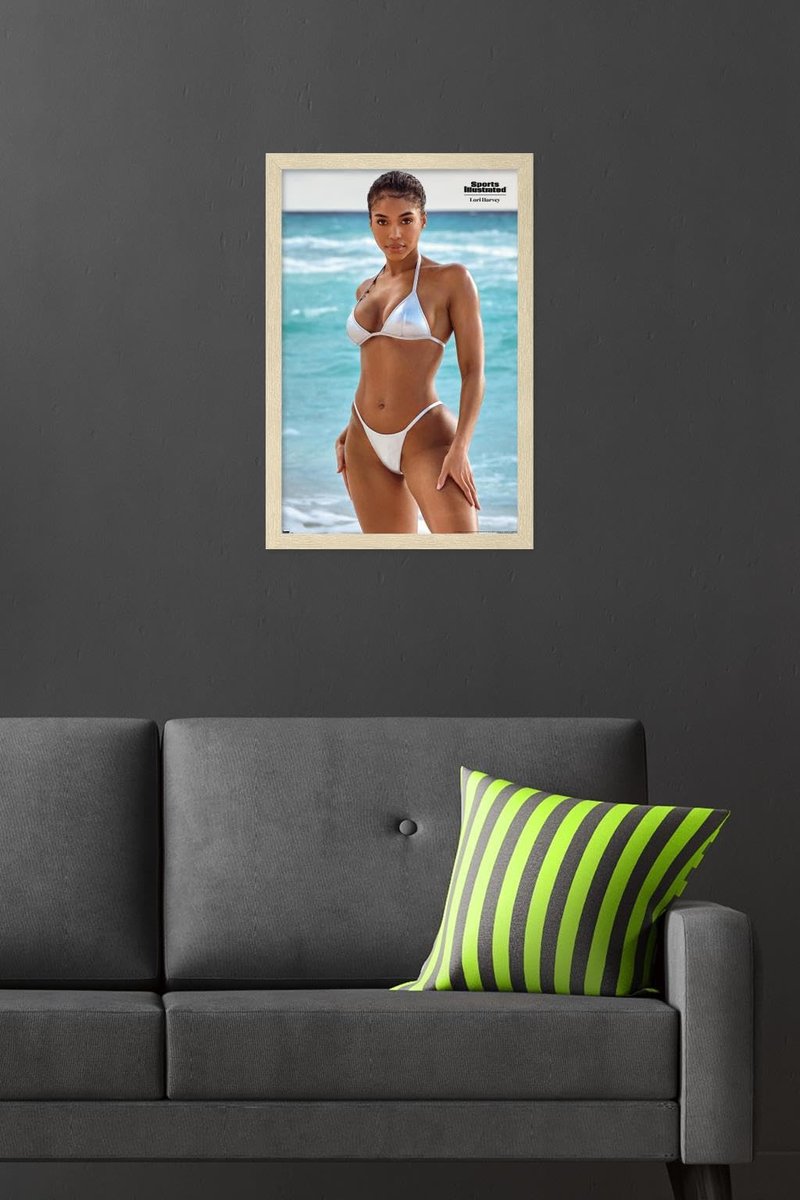 Trends International Sports Illustrated: Swimsuit Edition - Lori Harvey 24 Wall Poster, 22.4L x 14.7W, Blonde Framed Version