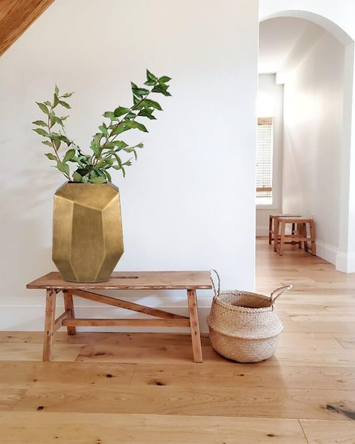 Arborus 16" Tall Geometric Gold Modern Rectangular Vases with Angular Front and Back, Contemporary Industrial Metal Vases for Office Home Resto Cafe Decoration
