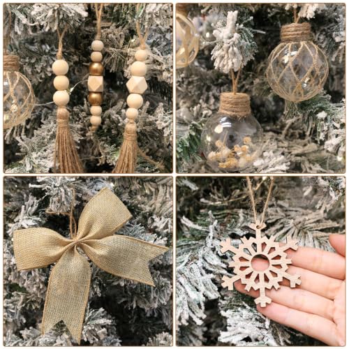 39-Pack Neutral Rustic Christmas Ornaments Set for Farmhouse & Boho Holiday Decor
