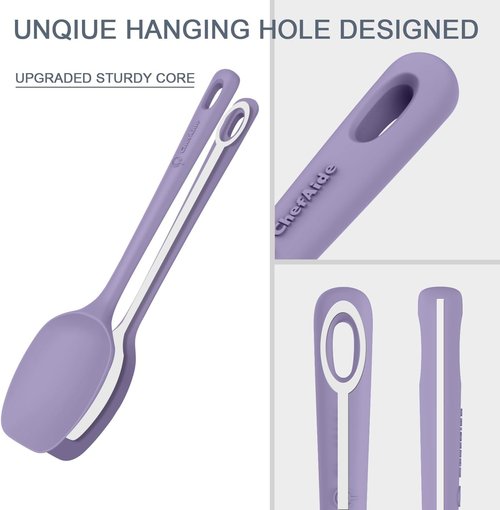 ChefAide Silicone Spatula Set - 5 Pieces, Ergonomic Heat-Resistant Rubber for Nonstick Cookware, 600°F
