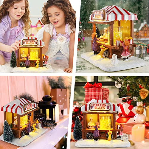 LED Lighted Christmas Village Popcorn Mouse House with Music & Resin Detail