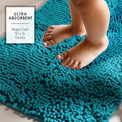 Hearth & Harbor Chenille Bathroom Rug Set, Non-Slip Quick Dry Bath Mats