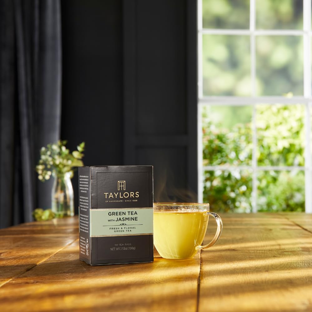 Taylors of Harrogate Green Tea - Jasmine Pillow Tea Bags, 50 Count | Delicate & Floral Flavor, Hot or Iced
