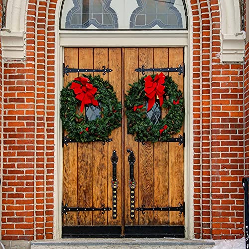 2 Pcs Christmas Jingle Bell Door Hanger with Bow, 18.7-Inch Gold Sleigh Bells
