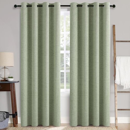 MIULEE Blackout Curtains - 100% Thermal Insulated Sage Green Linen Texture Drapes | 52x96 Inch (2 Panels)