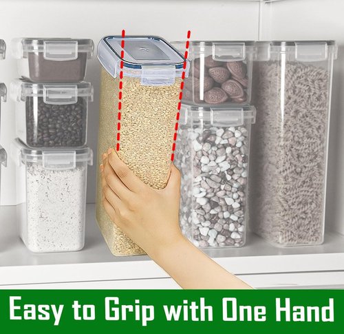 Airtight Food Storage Containers with Lids Set 14 Pack, Kitchen Pantry Organizers and Storage for Cereal Flour Sugar Pasta Snacks, Clear Plastic BPA Free Dry Food Canisters with 16 Labels & 5 Spoons