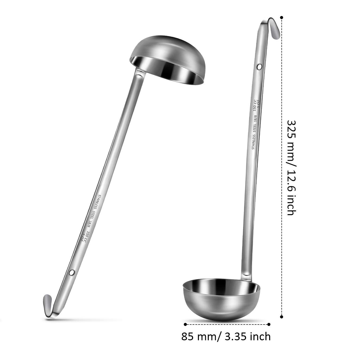 meekoo Stainless Steel Ladle Soup Handle Ladle with Pouring Rim for Kitchen Cooking Soup Sauce