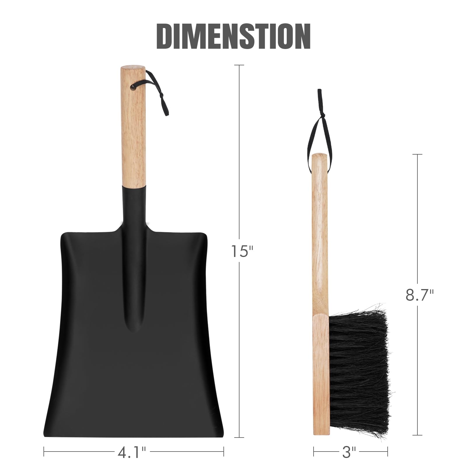 Large Fire Wood Bag and Ash Shovel and Brush Set