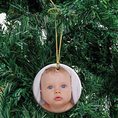 Personalized Christmas Photo Ornament Round 3-inch Custom Keepsake with Optional Text
