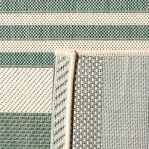 SAFAVIEH Courtyard Collection 2' x 3'7" Beige/Dark Green CY6062 Nautical Coastal Stripe Indoor/ Outside Waterproof Easy cleansingPatio Backyard Mudroom Accent Mat