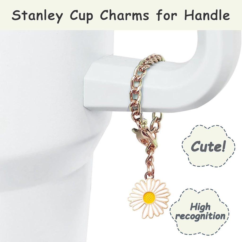 Stanley Cup Accessories Set - 2 Straw Covers, Silicone Spill-Proof Stopper & Flower Handle Charm | Fits 40 & 30 Oz Tumblers (Cream)