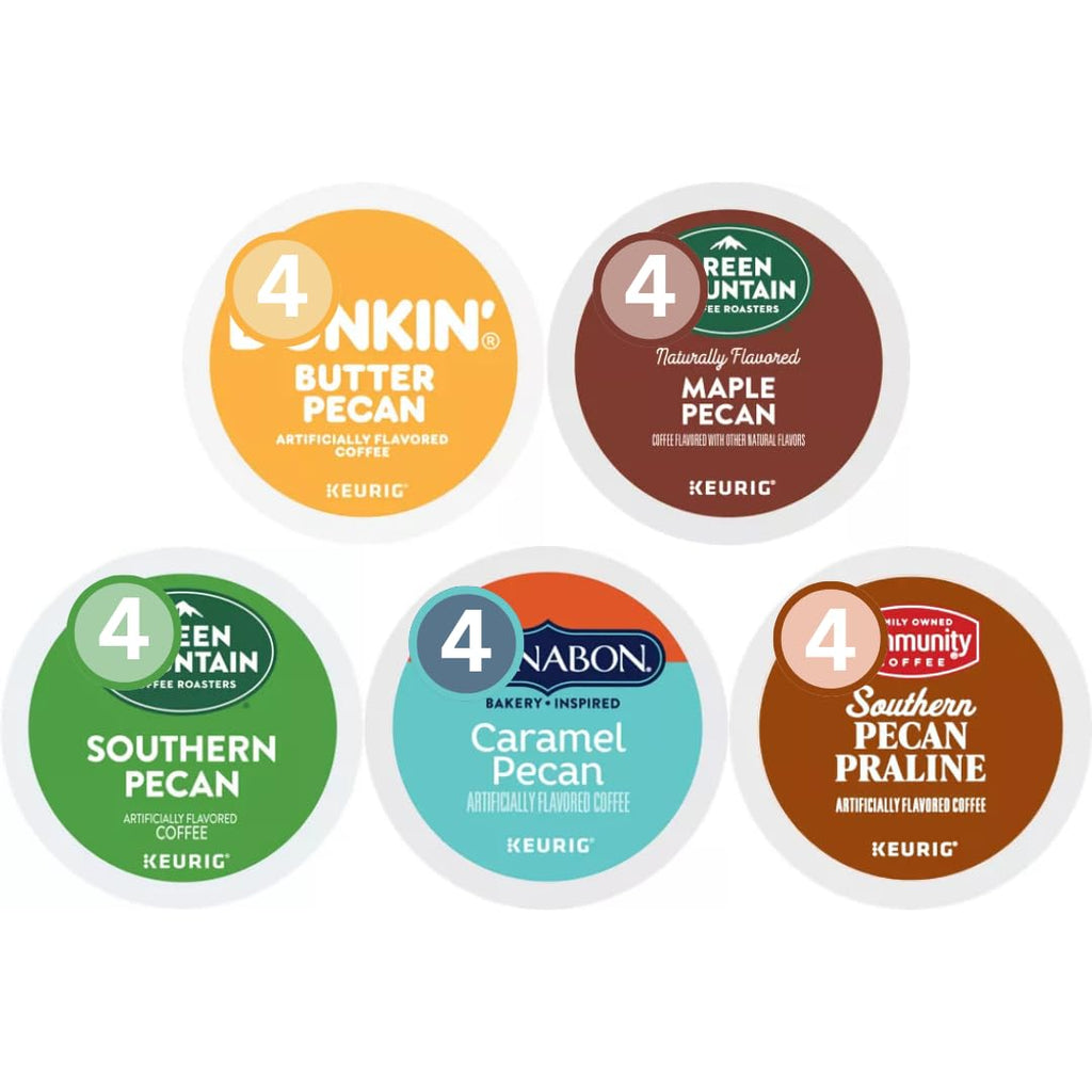 Skiennix Pecan Flavored K-Cup Pods Variety Pack - Maple, Caramel & Southern | 20 Count for Keurig