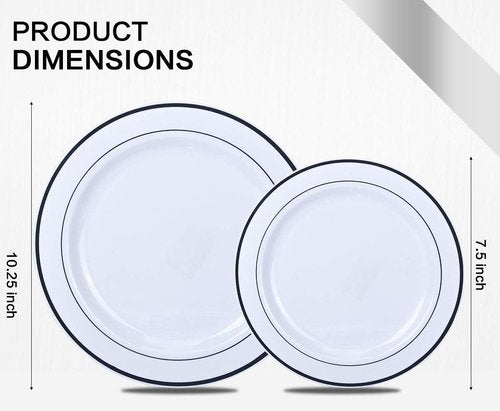 MCIRCO 175-Piece Silver Dinnerware Set - Elegant Disposable Plates, Cups & Napkins for 25 Guests