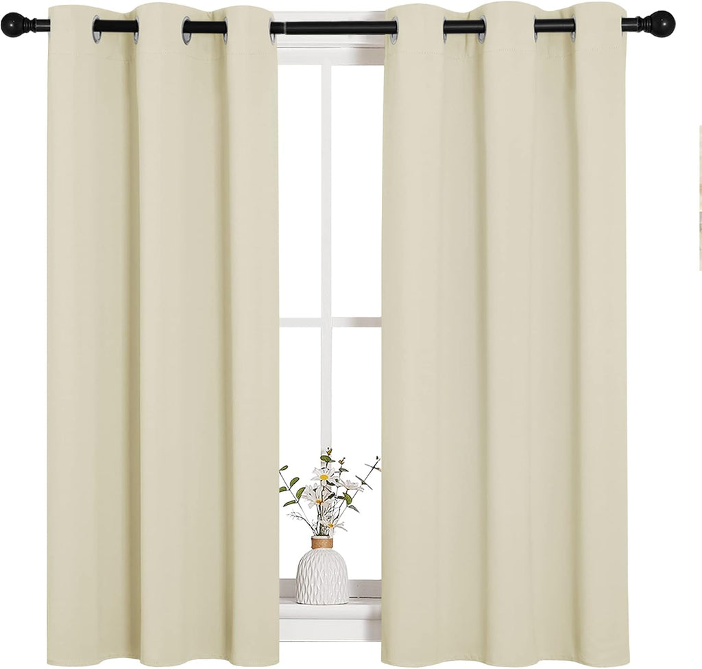 NICETOWN Room Darkening Curtain Panels - Thermal Insulated Grommet Drapes for Windows | Beige, 2 Panels (W34 x L45)
