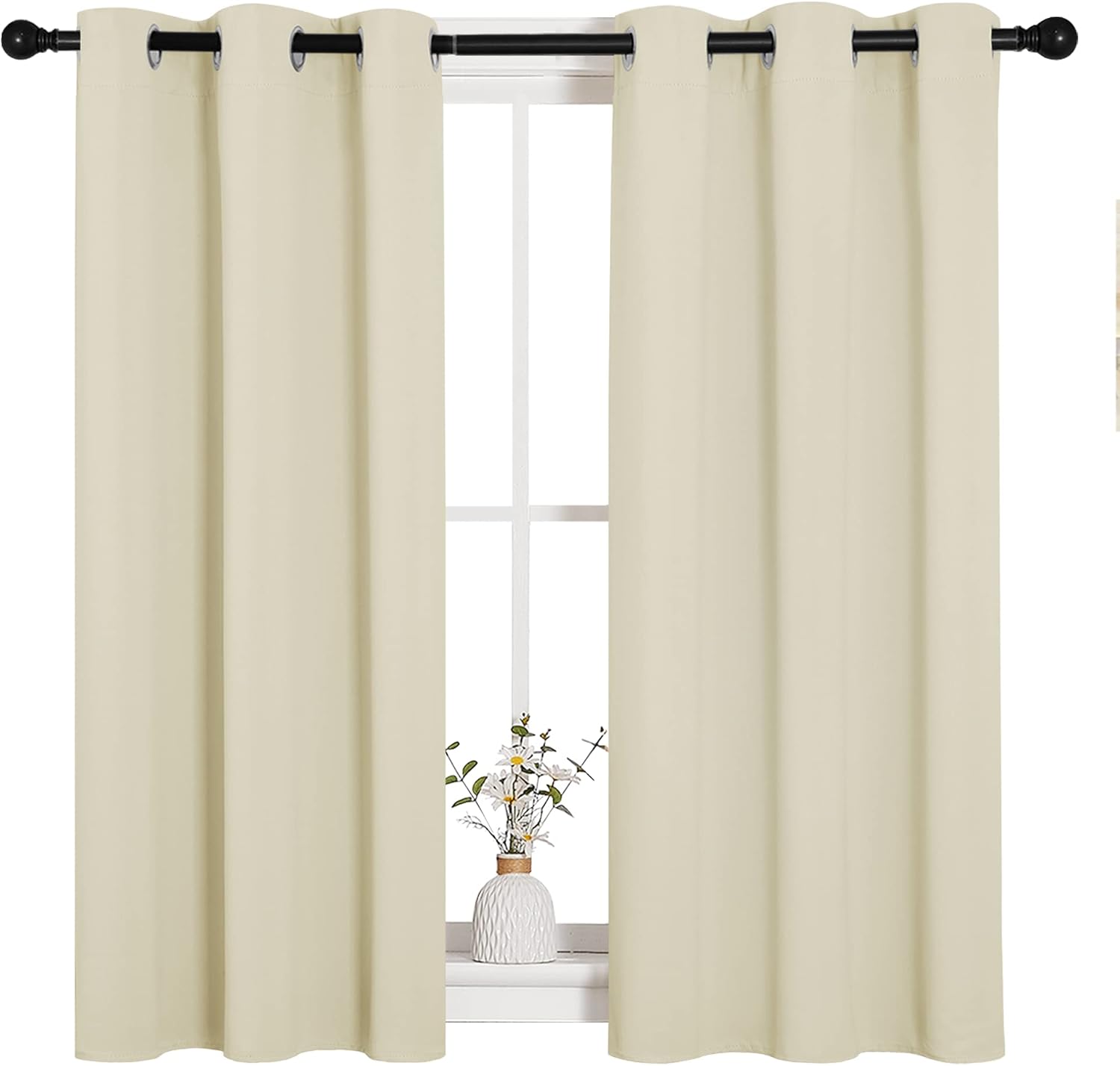 NICETOWN Room Darkening Curtain Panels - Thermal Insulated Grommet Drapes for Windows | Beige, 2 Panels (W34 x L45)