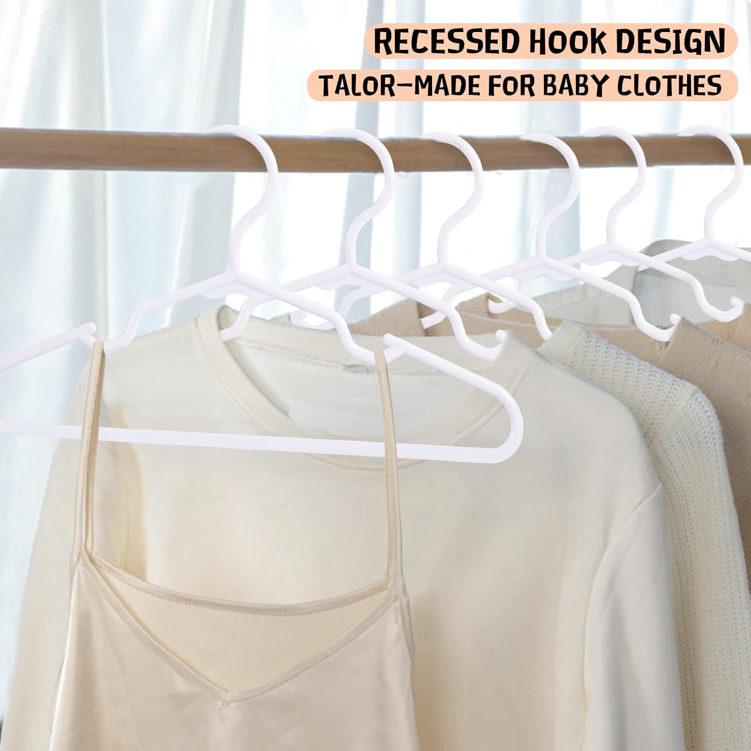 White Kids Hangers by [Brand Name] - Durable 11.6 Inch Baby Clothes Hangers for Toddlers & Children | Non-Slip, Space-Saving Design