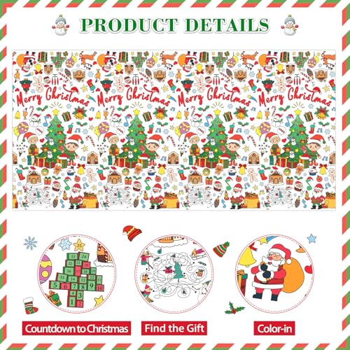 WhatSign Christmas Coloring Tablecloth 72x30 - 1-christmas Holiday Kids Party Decor