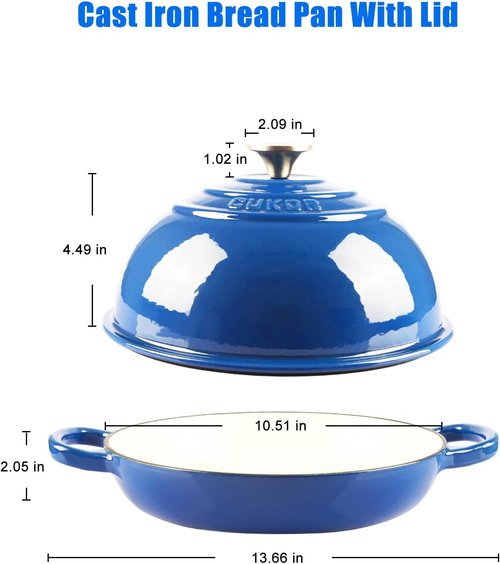 CUKOR 7QT Enameled Cast Iron Dutch Oven - Non-Stick Bread Pot for Baking, Roasting & Stewing
