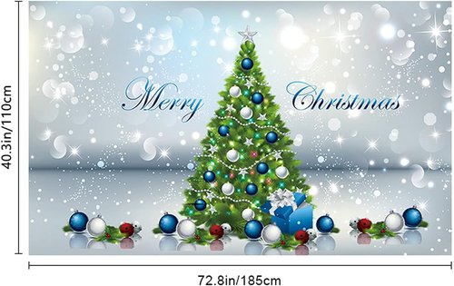 GOER 78-Inch Christmas Banner - Festive Party Decoration with Merry Christmas Design & Tree Print