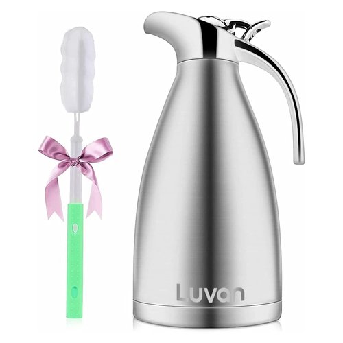 Luvan 2.0L 68oz Food-grade 304 Stainless Steel Thermal Carafe/Double Walled Vacuum Insulated Coffee Pot with Press Button Top,12+ Hrs Heat&Cold Retention,BPA Free,for Coffee,Tea,Beverage etc