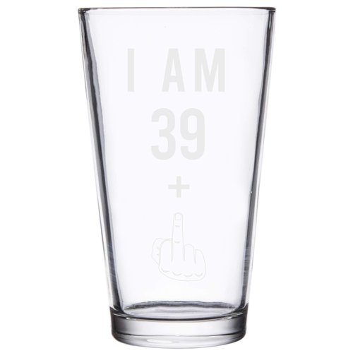 Gelid 39 + One Middle Finger 40th Birthday Gifts for Men Women Beer Glass – Funny 40 Year Old Presents - 16 oz Pint Party Decorations Supplies - Craft Beers Gift Ideas for Dad Mom Husband Wife 40 th