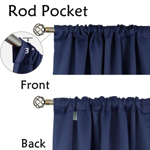 BGment Navy Blue Elegant Blackout Curtains - (70 x 84 inch) Rod Pocket and Back Tab Thermal Insulated Room Darkening Curtains for Living Room, 2 Window Curtain Panels