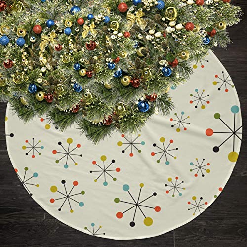 Retro Modern Christmas Tree Skirt 35.5 Inch White Holiday Decor