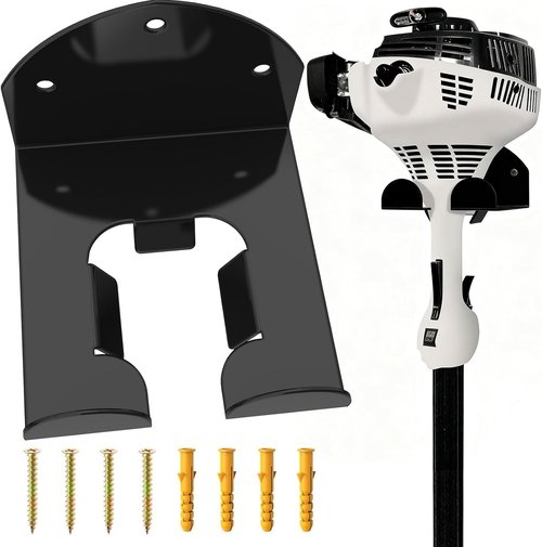 Garage Organizer - Heavy Duty Wall Hanger for Power Tools | Trimmer Rack for Weed Whackers & Hedge Trimmers (Black)