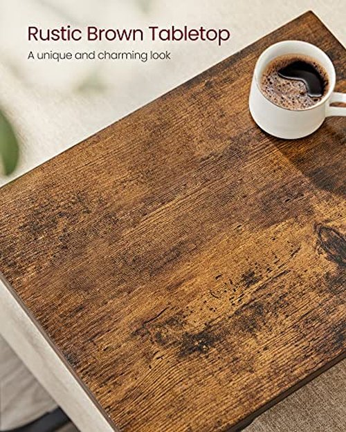 VASAGLE C-Shaped End Table Set of 2, Small Side Table for Couch, Sofa Table with Metal Frame for Living Room, Bedroom, Bedside, Rustic Brown and Black