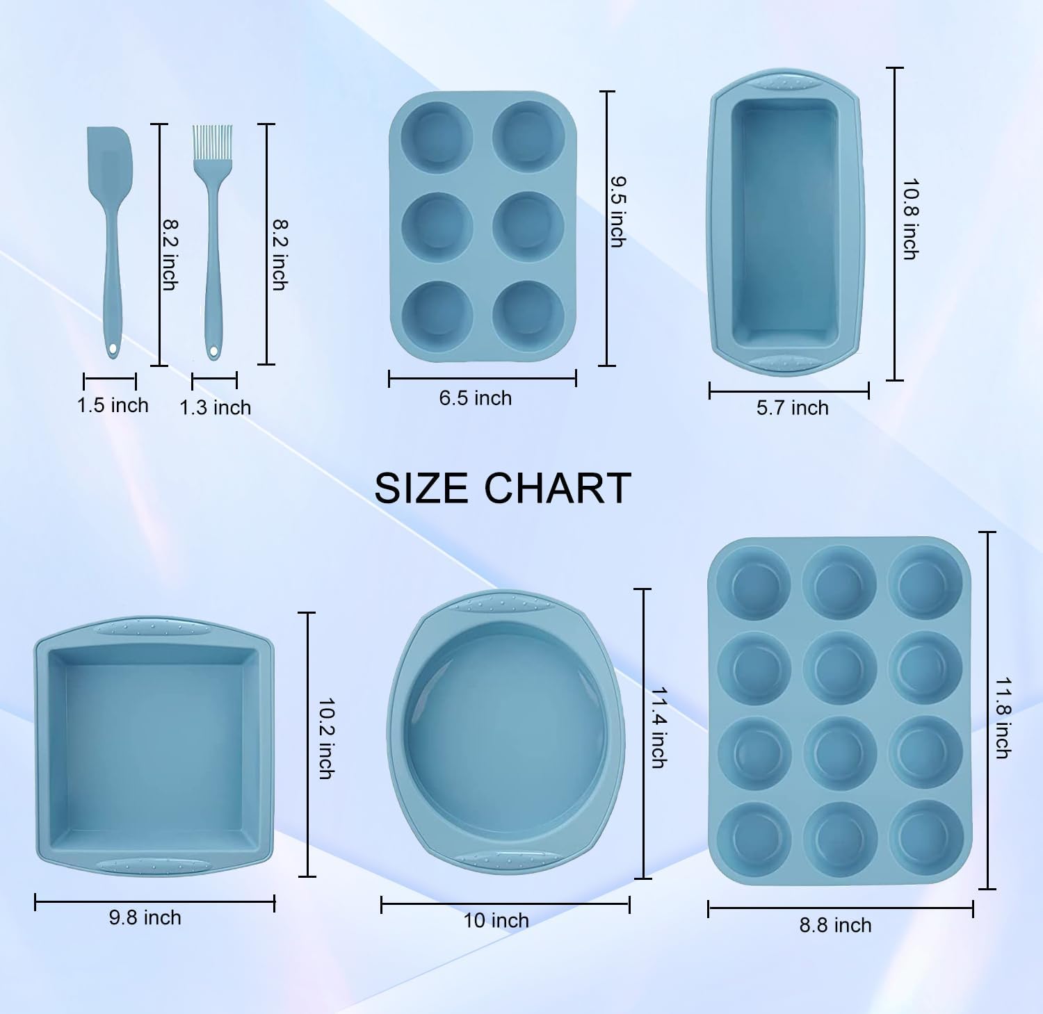 Skiennix 7-in-1 Silicone Bakeware Set - BPA-Free Baking Molds for Cakes, Muffins, and More