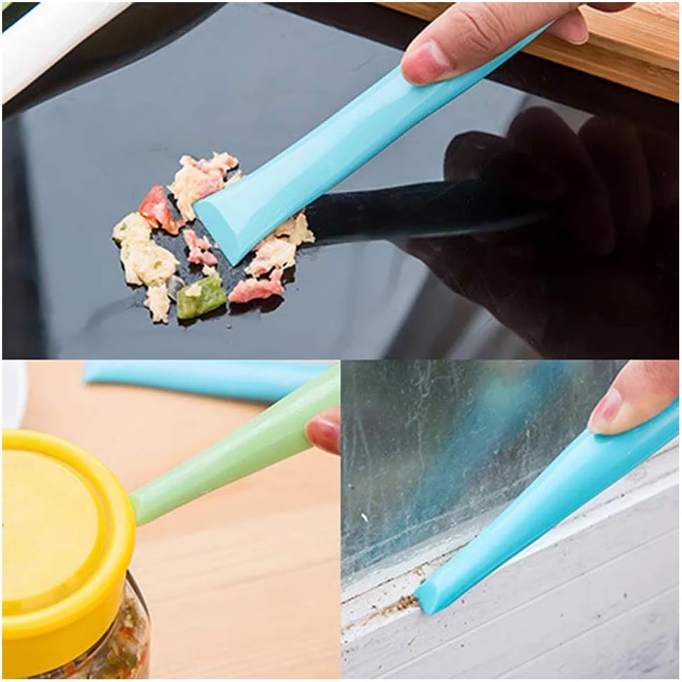 Skiennix 3 PCS Multipurpose Cleaning Scraper Tool - Non-Scratch Plastic for Kitchen & Label Removal