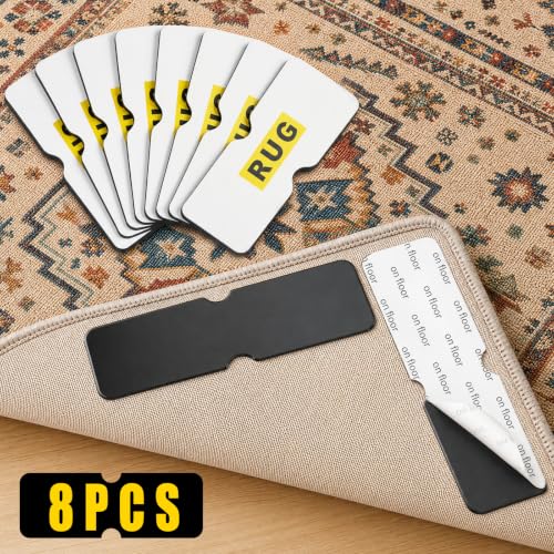 Non-Slip Rug Grippers for Hardwood Floors - Washable Reusable Carpet Pads (8)