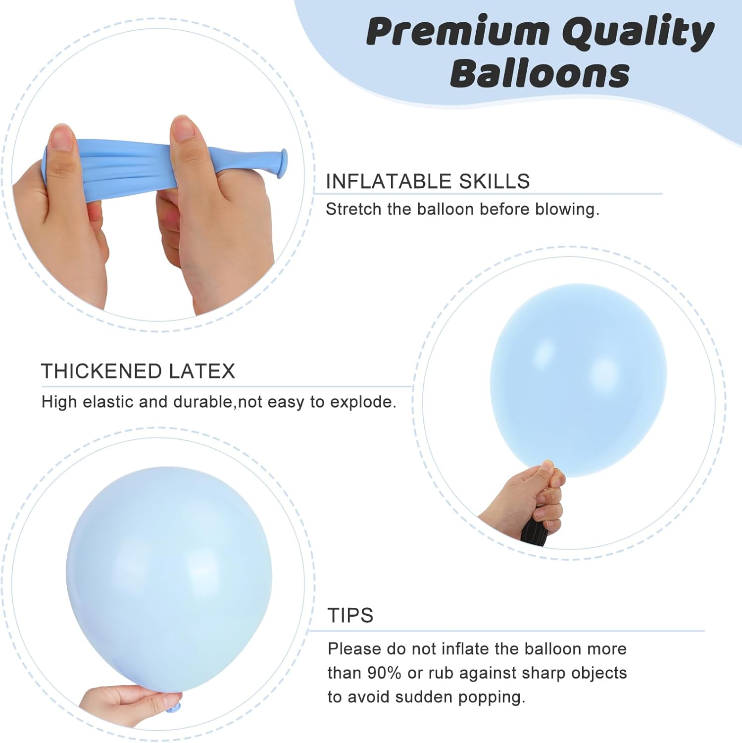 RUBFAC Light Baby Blue Balloons - 135pcs in Various Sizes for Baby Shower & Party Decor | Latex Pastel Blue