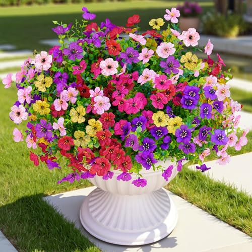 Outdoor Artificial Flowers - 12 Bundles UV Resistant Fake Silk Daisies