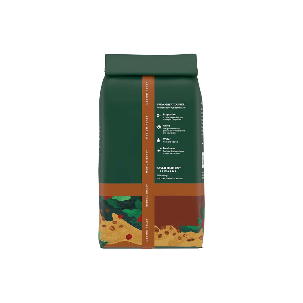 Starbucks Ground Coffee - Medium Roast House Blend for Hot or Iced Coffee | Six 18 oz Bags