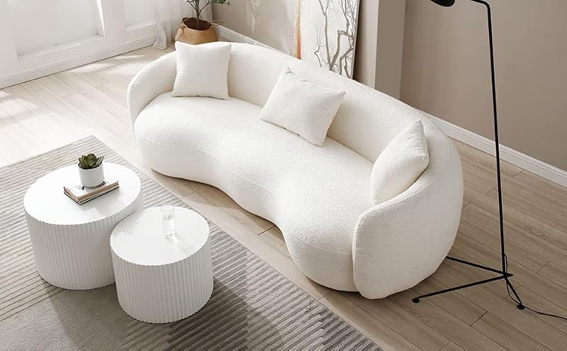 Modern Round Nesting Coffee Table Set of 2, Embossed Wood Drum Side Tables