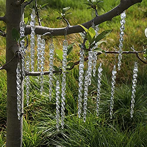 30Pcs Clear Plastic Icicle Christmas Ornaments for Tree Decoration