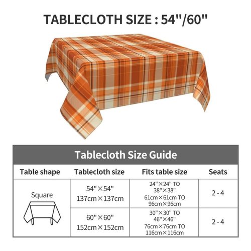 BETGINY Fall Tablecloth 60x60 Inch Square Autumn Thanksgiving Plaid Table Cloth Wrinkle Resistant Rustic Tablecloth for Holiday Kitchen Dining Room Party Indoor Outdoor