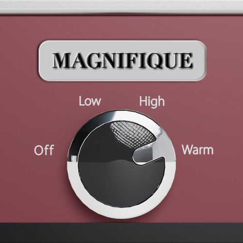 [NEW] MAGNIFIQUE 4-Quart Slow Cooker with Casserole Manual Warm Setting - Perfect Kitchen Small Appliance for Family Dinners, Dishwasher Safe Crock, Red