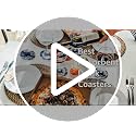 Navy Blue Marble Ceramic Coasters Set of 6 with Gold Metal Holder - Absorbent & Non-Slip